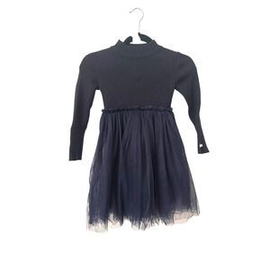 DONSJE Tulle Wool Girls Dress Navy 7-8Y